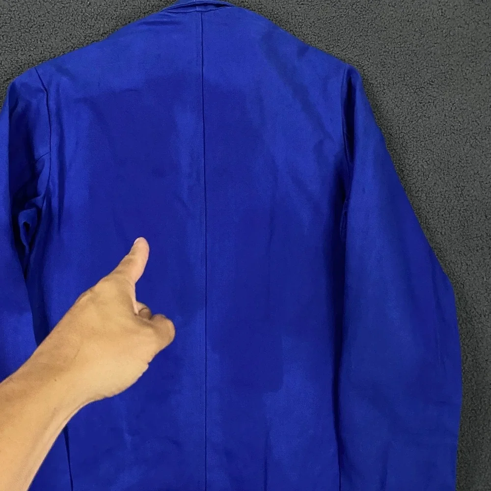 Vintage French Workwear Jacket FITS Mens Small Blue Chore Cotton Eclair Zipper